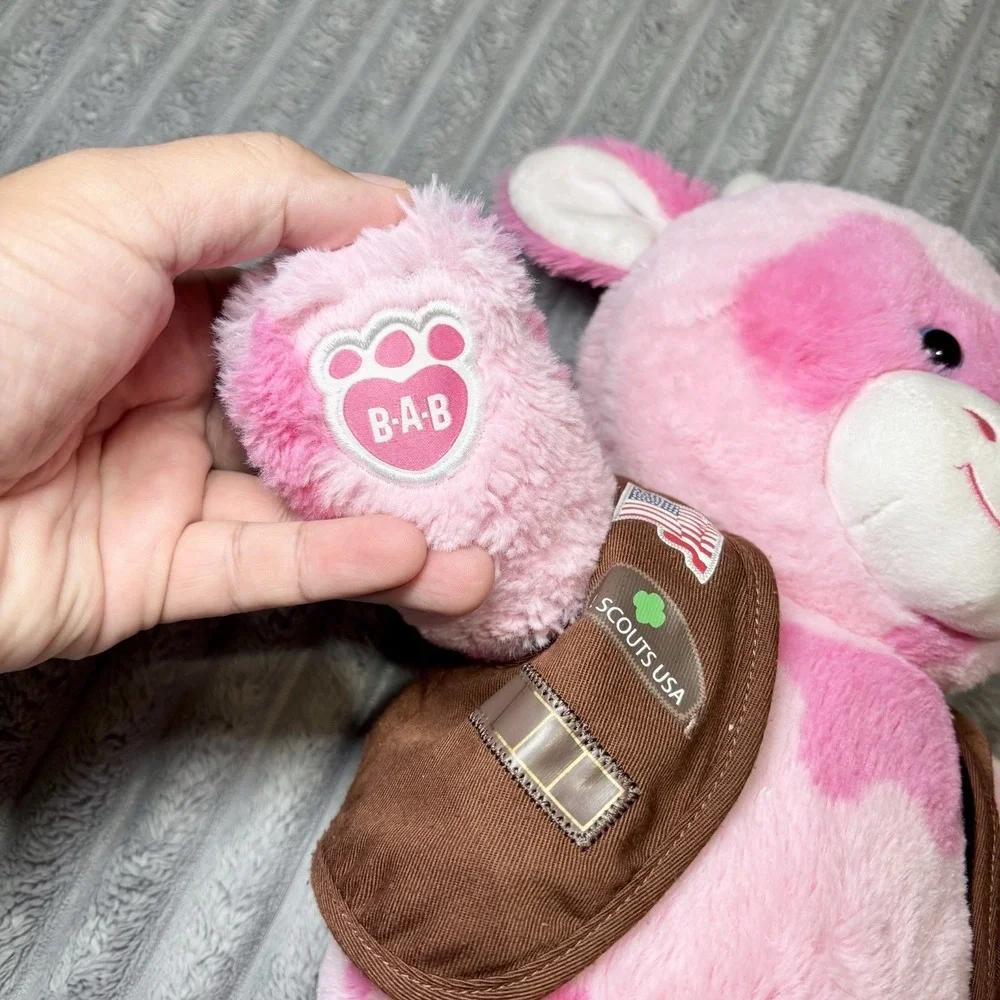 Build-A-Bear Pink Cow with Girl Scouts USA With Girl Scout Brown Vest‎